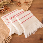 Cotton napkins, 'Table Charm' (set of 3) - 3 Ivory Red Striped Cotton Napkins Handwoven in El Salvador