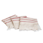 Cotton napkins, 'Table Charm' (set of 3) - 3 Ivory Red Striped Cotton Napkins Handwoven in El Salvador