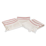 Cotton napkins, 'Table Charm' (set of 3) - 3 Ivory Red Striped Cotton Napkins Handwoven in El Salvador