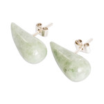 Jade button earrings, 'Vital Dew' - Minimalist Bright Green Jade Button Earrings from Guatemala