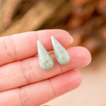 Jade button earrings, 'Vital Dew' - Minimalist Bright Green Jade Button Earrings from Guatemala