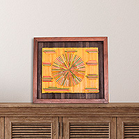 Wood wall art, 'The Time Boat' - Abstract-Inspired Warm-Toned Wood Wall Art from Guatemala