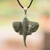 Jade pendant necklace, 'Sea Icon' - Manta Ray-Themed Light Green Jade Silver Pendant Necklace