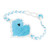 Beaded pendant bracelet, 'Sky Blue Love Inspiration' - Light Blue White Adjustable Beaded Heart Pendant Bracelet