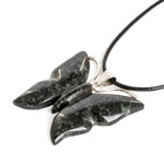 Jade pendant necklace, 'Butterfly Power' - Dark Green Jade Butterfly Pendant Necklace with Cotton Cord