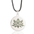 Sterling silver and jade pendant necklace, 'Perfect Joy' - Round Sterling Silver Lotus Pendant Necklace with Green Jade