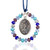 Crystal beaded suncatcher, 'Saint Benedict at Sea' - Blue and Purple Crystal and Pewter Saint Benedict Suncatcher