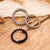 Anillos de envoltura de cuentas de cristal y vidrio, (conjunto de 3) - Anillo de envoltura de cristal y vidrio de 3 piezas en una paleta nocturna