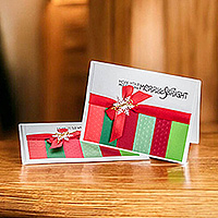 Greeting cards, 'Best Wishes' (pair) - Handmade Christmas-Themed Greeting Card Pair from Guatemala