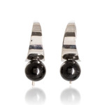 Jade half-hoop earrings, 'Enigmatic Jade' - Avant-Garde Polished Natural Black Jade Half-Hoop Earrings