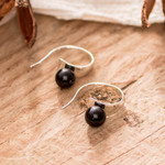 Jade half-hoop earrings, 'Enigmatic Jade' - Avant-Garde Polished Natural Black Jade Half-Hoop Earrings