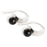 Jade half-hoop earrings, 'Enigmatic Jade' - Avant-Garde Polished Natural Black Jade Half-Hoop Earrings