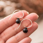 Jade half-hoop earrings, 'Enigmatic Jade' - Avant-Garde Polished Natural Black Jade Half-Hoop Earrings