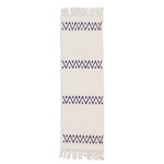 Cotton table runner, 'Geometric Dreams' - Hand-Loomed Geometric Fringed Ivory Cotton Table Runner