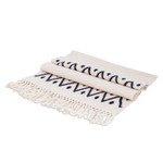 Cotton table runner, 'Geometric Dreams' - Hand-Loomed Geometric Fringed Ivory Cotton Table Runner