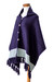 Poncho telar manual - Poncho acrílico de tejido a mano con panel de algodón geométrico