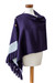 Poncho telar manual - Poncho acrílico de tejido a mano con panel de algodón geométrico