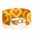 Beaded wristband bracelet, 'Yellow Queen of Hearts' - Yellow Orange Golden-Hued Beaded Bracelet with Heart Design