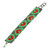 Beaded wristband bracelet, 'Green Queen of Hearts' - Adjustable Grey Red Green Beaded Bracelet with Heart Theme