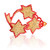 Beaded wristband bracelet, 'Honey Starlight' - Red and Golden-Hued Handmade Beaded Bracelet with Star Motif
