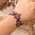 Beaded wristband bracelet, 'Lilac Starlight' - Handcrafted Lilac and Purple Beaded Bracelet with Star Motif