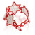 Beaded wristband bracelet, 'Silver Starlight' - Red and Silver-Hued Star Beaded Bracelet from Guatemala