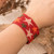 Pulsera de cuentas - Pulsera de pulsera con cuentas de vidrio con estelares en tonos rojos