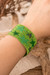 Beaded wristband bracelet, 'Constellation in Green' - Artisan-Made Glass Beaded Star Wristband Bracelet in Green
