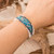 Beaded wristband bracelet, 'Heaven Harmony' - Mosaic-Inspired Blue and White Glass Bead Wristband Bracelet