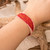 Beaded wristband bracelet, 'Lovely Harmony' - Modern Handmade Pink and Red Glass Beaded Wristband Bracelet