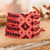 Macrame wristband bracelet, 'Red Jewel' - Handwoven Folk Art-Themed Red Macrame Wristband Bracelet
