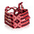 Macrame wristband bracelet, 'Red Jewel' - Handwoven Folk Art-Themed Red Macrame Wristband Bracelet