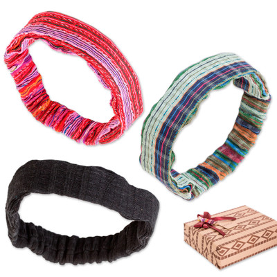 Curated gift set, 'Hairstyle Magic' - Handwoven 100% Cotton Elastic Headband Curated Gift Set