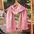 Cotton scarf, 'Rose Soul' - Artisan-Made Pink and Beige 100% Cotton Scarf with Fringes