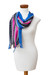 Cotton scarf, 'Palopo Lakes' - Striped Blue and Fuchsia 100% Cotton Scarf from Guatemala