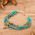Glass beaded strand wristband bracelet, 'Trendy Aqua' - Adjustable Handcrafted Aqua Glass Beaded Strand Bracelet