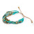 Glass beaded strand wristband bracelet, 'Trendy Aqua' - Adjustable Handcrafted Aqua Glass Beaded Strand Bracelet