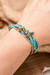Glass beaded strand wristband bracelet, 'Trendy Aqua' - Adjustable Handcrafted Aqua Glass Beaded Strand Bracelet