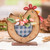 Wood and ceramic home accent, 'Hen with Blooms' - Whimsical Hand-Painted Hen-Themed Wood Ceramic Home Accent