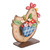 Wood and ceramic home accent, 'Hen with Blooms' - Whimsical Hand-Painted Hen-Themed Wood Ceramic Home Accent