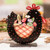 Wood and ceramic home accent, 'Hen with Blossoms' - Hen and Floral-Themed Whimsical Wood and Ceramic Home Accent