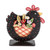 Wood and ceramic home accent, 'Hen with Blossoms' - Hen and Floral-Themed Whimsical Wood and Ceramic Home Accent