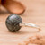 Jade cocktail ring, 'Contemporary Orb' - Minimalist Dark Green Jade Silver Ball Cocktail Ring