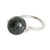 Jade cocktail ring, 'Contemporary Orb' - Minimalist Dark Green Jade Silver Ball Cocktail Ring