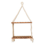 Macrame cotton and wood hanging shelf, 'Boho Spiral' - Geometric-Themed Macrame Cotton and Wood Hanging Shelf