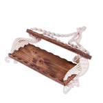 Macrame cotton and wood hanging shelf, 'Boho Spiral' - Geometric-Themed Macrame Cotton and Wood Hanging Shelf