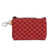 Cotton coin purse, 'Cherry Ditsy' - Floral-Themed Leather-Accented Handwoven Cotton Coin Purse