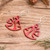Reclaimed wood dangle earrings, 'Red Aquatic Dream' - Eco-Friendly Reclaimed Wood Red Earrings with Fish Design