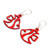 Reclaimed wood dangle earrings, 'Red Aquatic Dream' - Eco-Friendly Reclaimed Wood Red Earrings with Fish Design