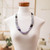 Long beaded torsade necklace, 'Black and Silver Harmony' - Black White and Silver Long Glass Beaded Torsade Necklace (image 2j) thumbail